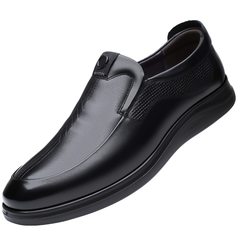 男士皮鞋真皮软底头层牛皮男鞋 38-47 圆头套脚耐磨日常休闲皮鞋乐福鞋中年男士低帮鞋强足(QIANGZU)9225