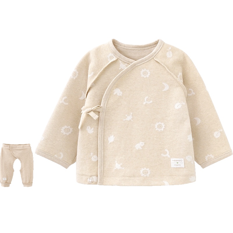 英氏婴儿衣服新生儿内衣薄款儿童睡衣裤四季纯棉有机彩棉上衣裤子174703 174705