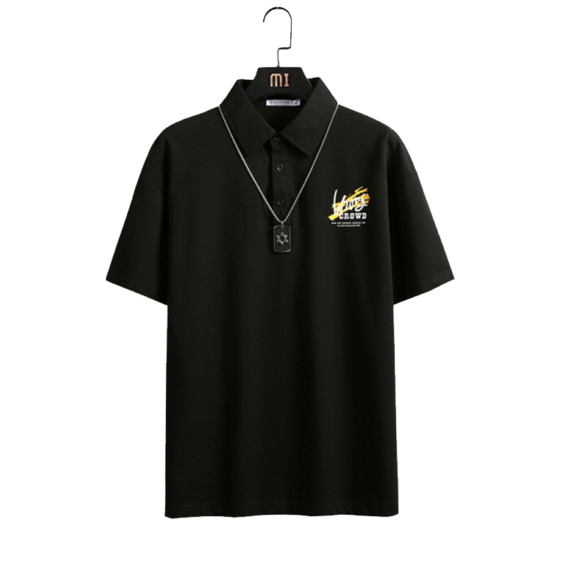 富贵鸟2021款夏韩潮翻领有带立领小领短袖t恤POLO衫男原宿青年宽松半袖ins港风317