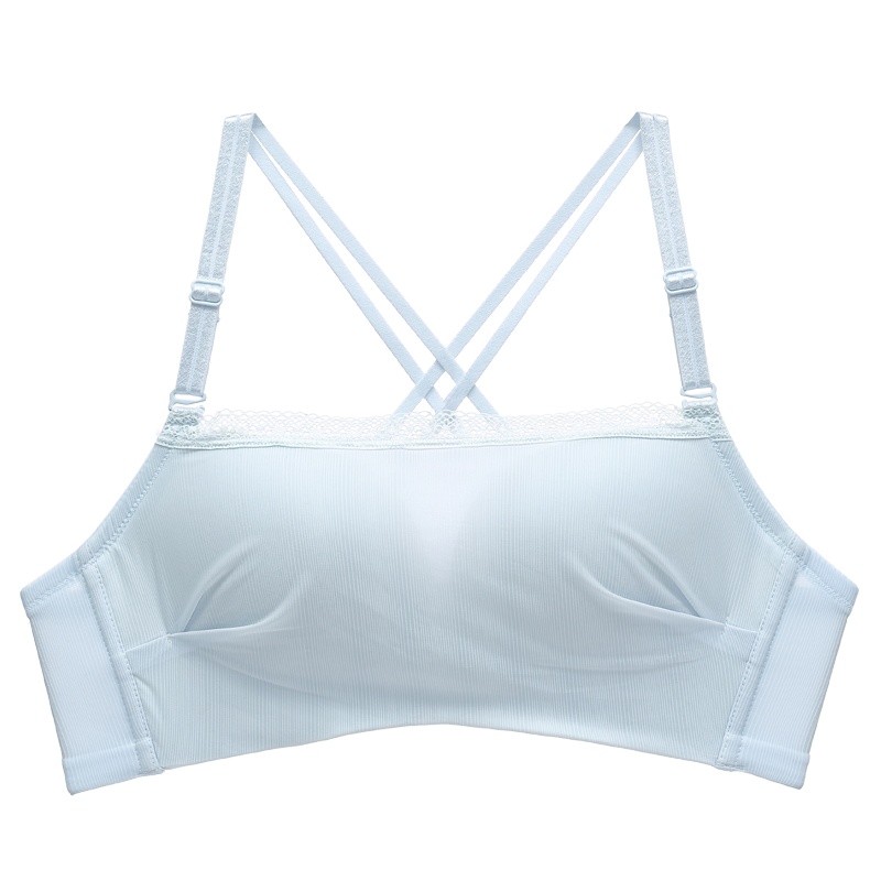 都市丽人简约网纱光面蕾丝边美背舒适抹胸女士胸罩内衣无钢圈小胸聚拢文胸2B9210