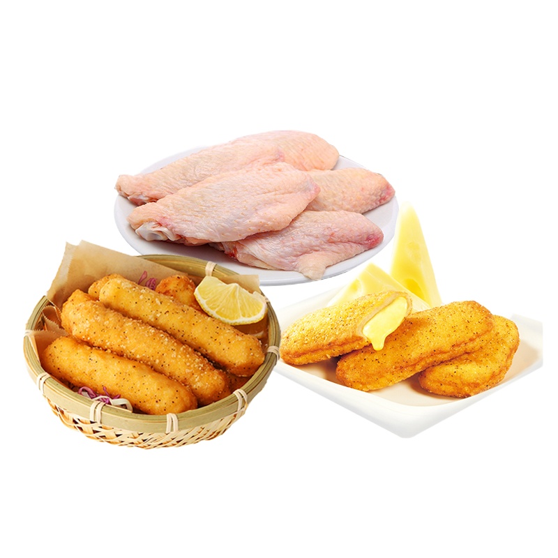 正大生鲜食品(奥尔良鸡翅中500g+爆浆鸡排640g+蜂蜜芥末心鸡棒480g)