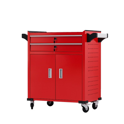 永格加强款抽屉式工具车五金工具箱车间工具柜维修小手推车箱零件柜 一抽双门红（带刹车）工具柜
