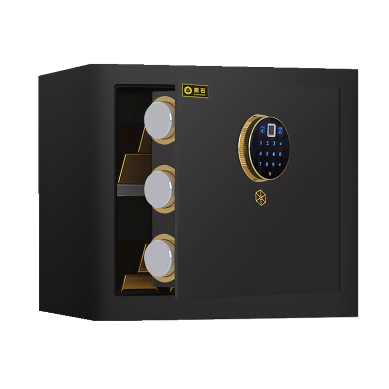 黑石全钢防盗入墙入柜保管箱家用小型指纹密码保险箱柜 金刚黑