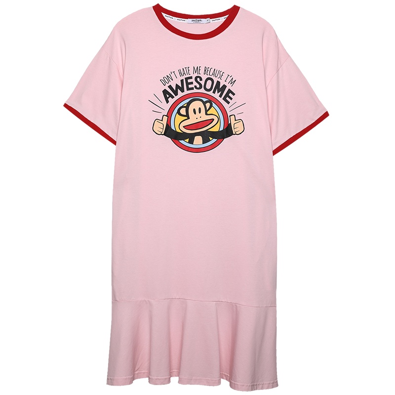 大嘴猴睡裙女夏纯棉宽松短袖可爱家居服女家居服套装薄款