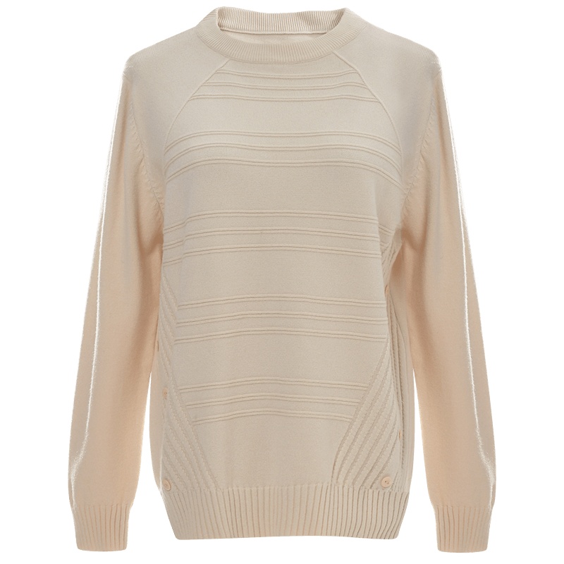 欧昵雪秋冬装圆领前短后长显瘦打底针织衫女长袖套头毛衣