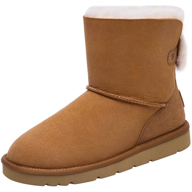 JUMBO简帛澳洲羊皮毛一体雪地靴女冬季短靴平底防滑女靴5605