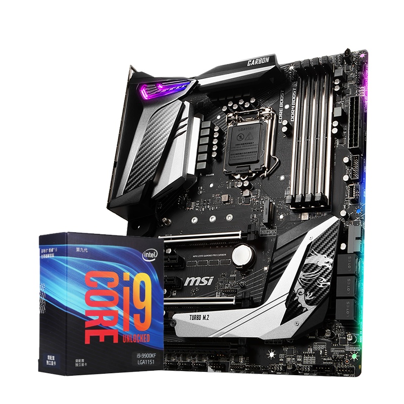 微星(MSI) Z390主板+Intel i9 9900KF CPU处理器 台式电脑游戏板U套装