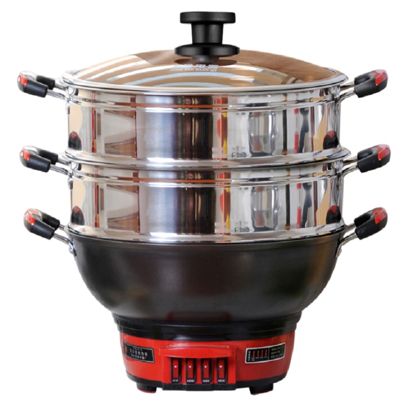 双喜电蒸锅多用途锅电热锅 34CM电炒锅电锅 铸铁锅身LCG-0134