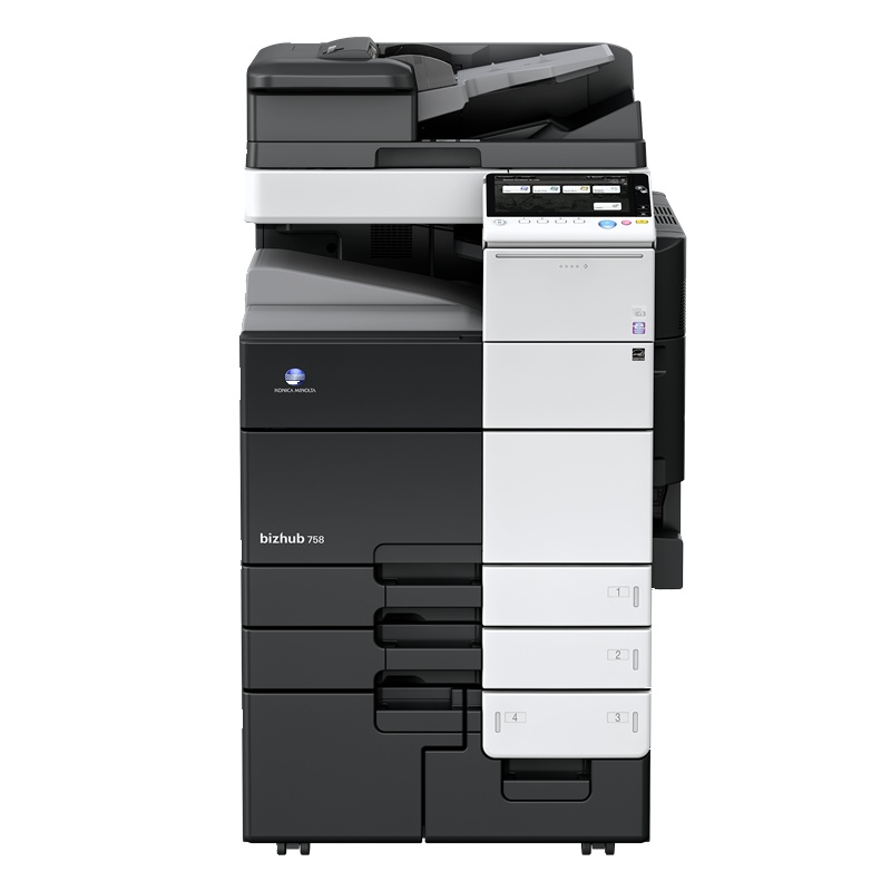 柯尼卡美能达Bizhub758 A3黑白多功能复合机 9英寸超大触摸屏 双面同步扫描 四纸盒 排纸装订处理器