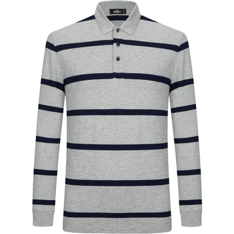 柒牌SEVEN男装2020春季长袖Polo男士商务时尚中青年条纹翻领个性polo衫