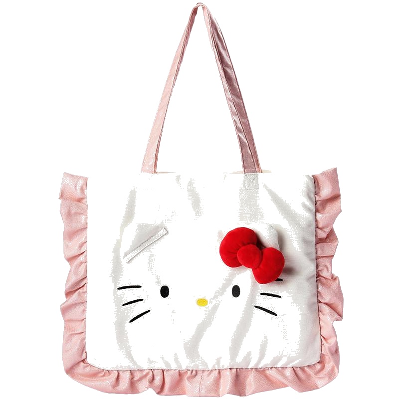 HELLO KITTY 凯蒂猫 猫头设计花边镶边单肩包 粉色