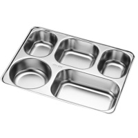 304不锈钢餐盘儿童分隔餐盘食堂快餐盘分格不锈钢饭盘成人分餐盘分隔饭盒家用成人饭盘餐盒童餐盒加厚加深分隔食堂学生分餐盘