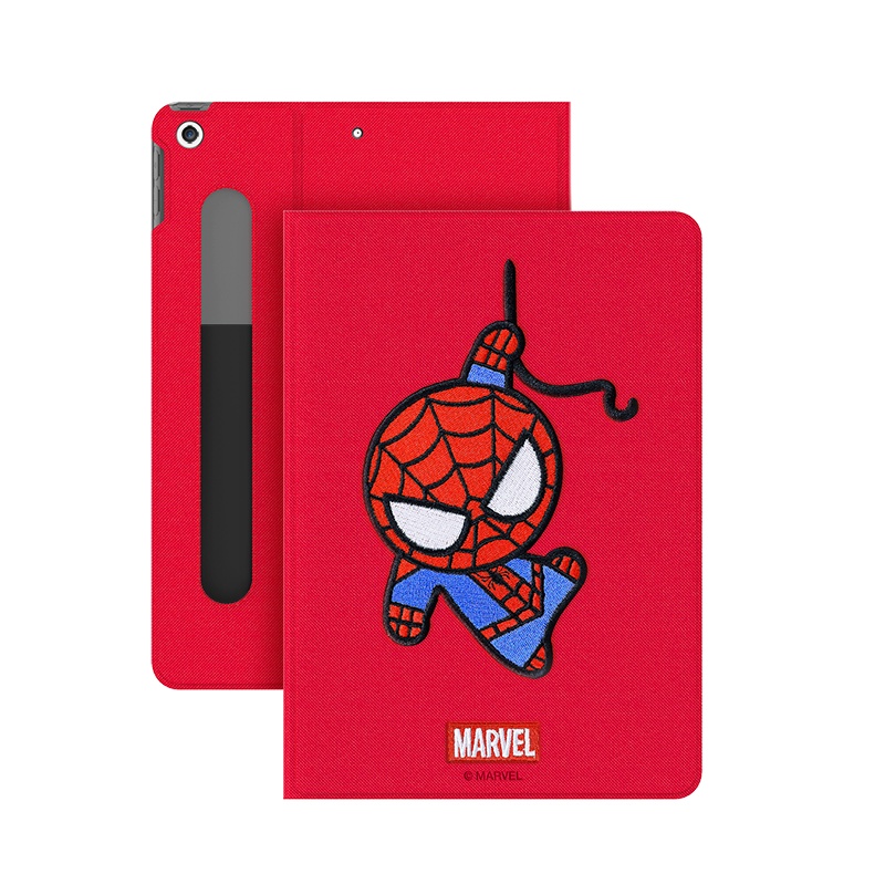 ESCASE iPad mini5/4保护套带笔槽2019新款卡通苹果平板迷你5硅胶全包防摔支架壳 刺绣漫威正版红色蜘蛛