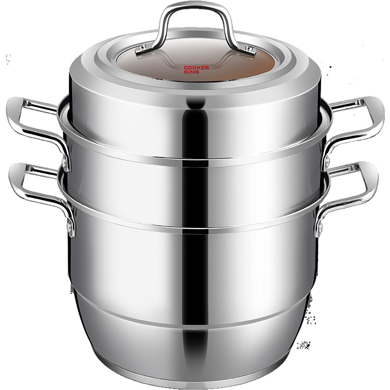 炊大皇(COOKER KING)不锈钢蒸锅30cm出彩三层 304不锈钢复复合锅底加大锅身明火电磁炉通用Z30B