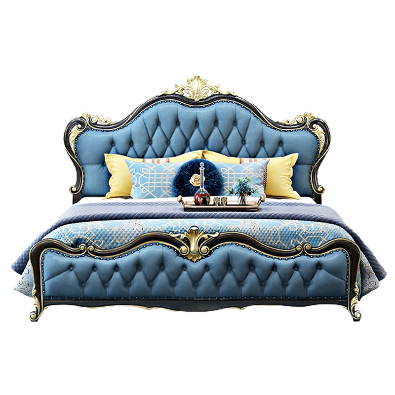 米括(MIKUO)欧式实木床1.8米黑檀色简约双人轻奢主卧室公主婚床高箱储物