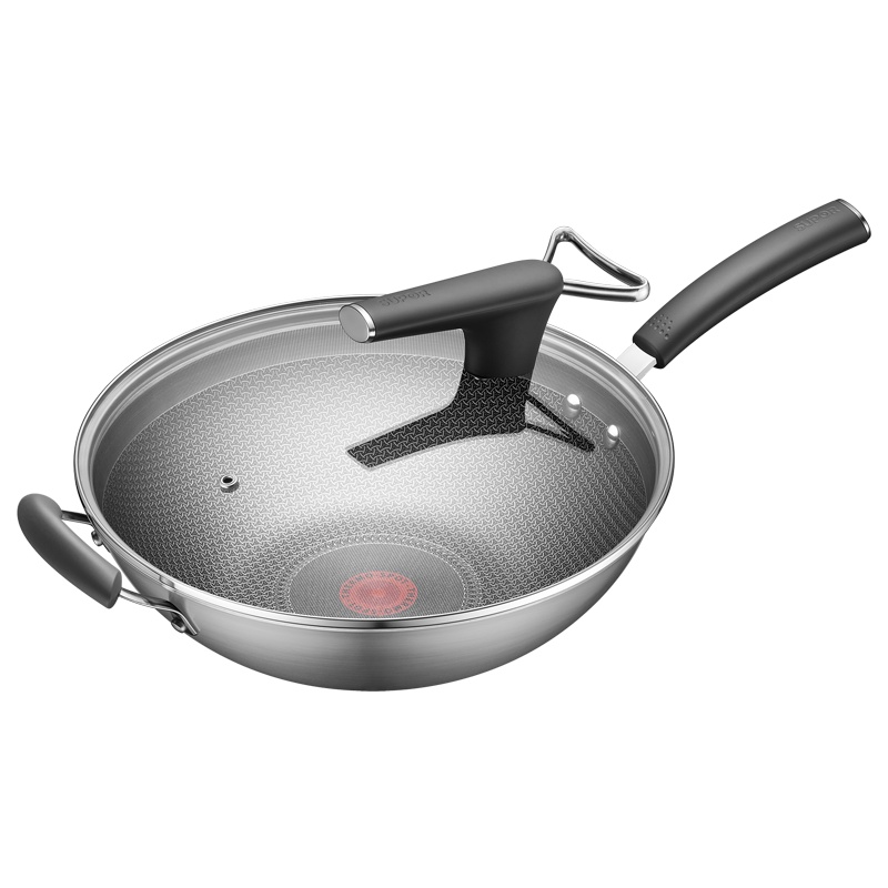 苏泊尔(SUPOR)火红点抗菌不锈钢炒锅不易粘锅少油烟家用 可立盖 磁炉通用 升级款全屏蜂窝晶纹 EC32JEC01