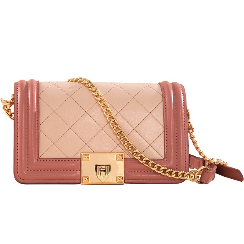 都宝路新款时尚简约菱格风琴包ins单肩斜跨小方包