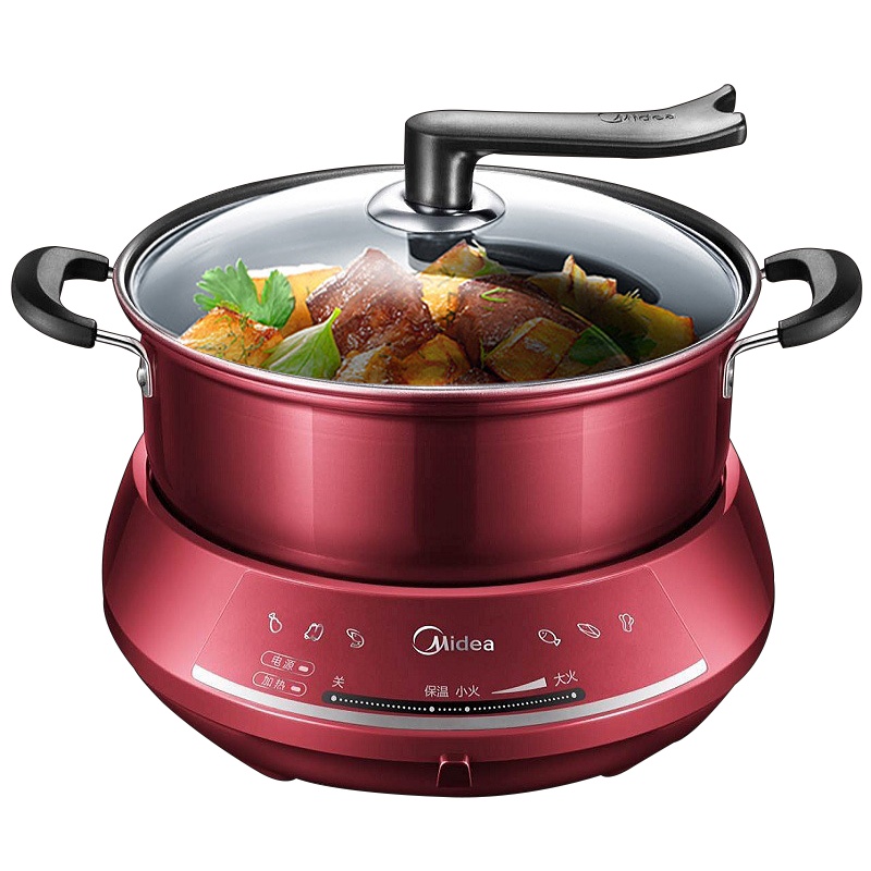 美的(Midea)多用途锅分体式家用电煮锅宿舍电热锅智能电炒锅大容量不粘可煎烤4.5L支持温度调节MC-DHY28