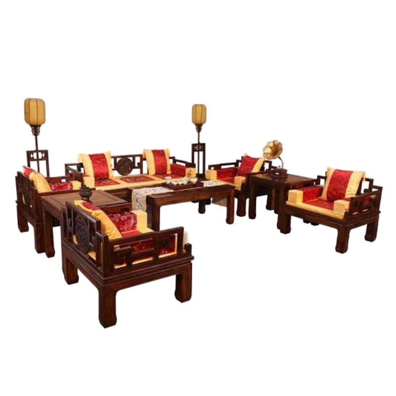 逐鹿中原新中式卯榫实木沙发HY-620仿古沙发家具三人位