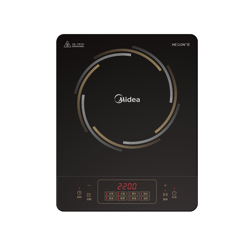 美的(Midea)电磁炉家用聚能复式线圈电磁灶电池炉 2200W大功率一键爆炒CL22Q1-406