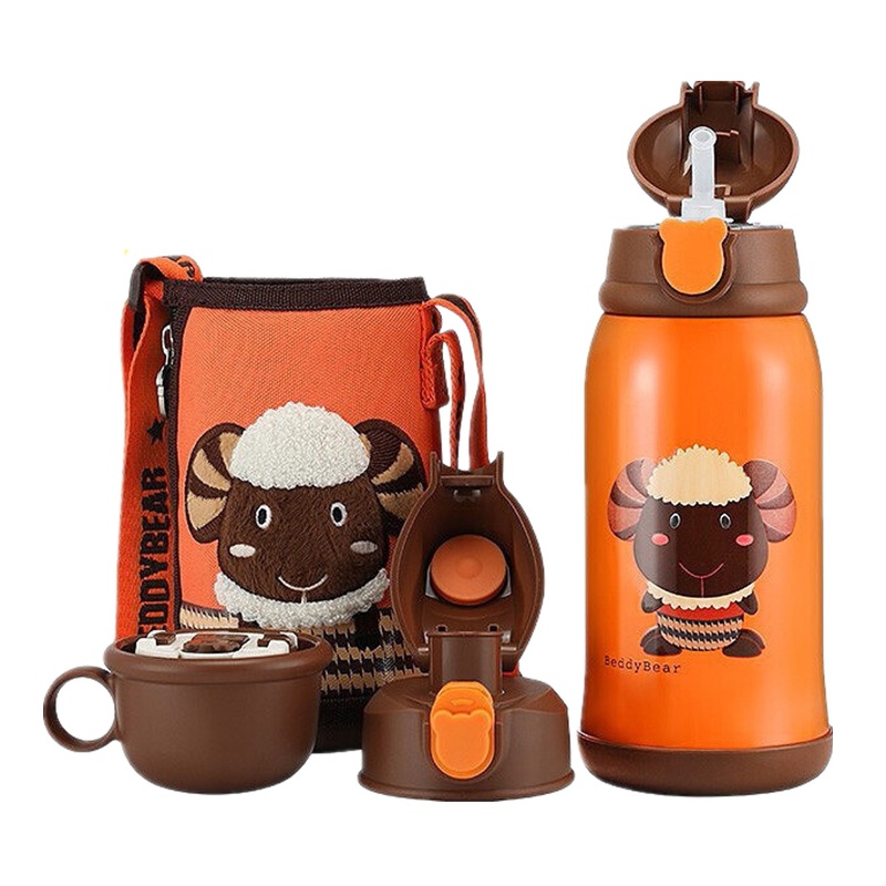 (私人定制)三盖生肖羊送玩偶杯具熊儿童保温杯带吸管儿童水杯316不锈钢内胆宝宝儿童保温壶630mlBEDDYBEAR