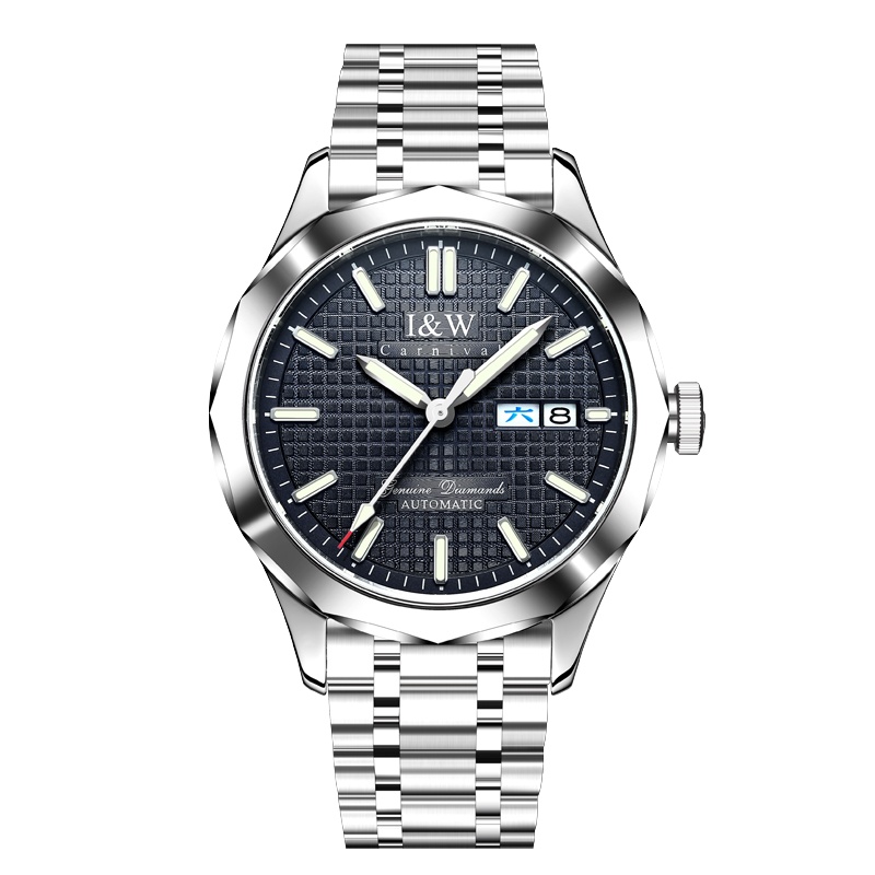 瑞士爱沃驰I&W CARNIVAL手表全自动机械表 男表100米防水进口机芯夜光男士表潮流双日历钨钢名牌男表563