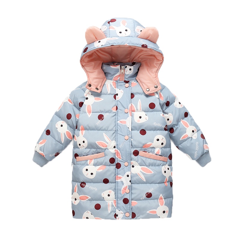 2019胖胖象冬季P60女童小孩小耳朵中大童中长款羽绒服加厚保暖外套
