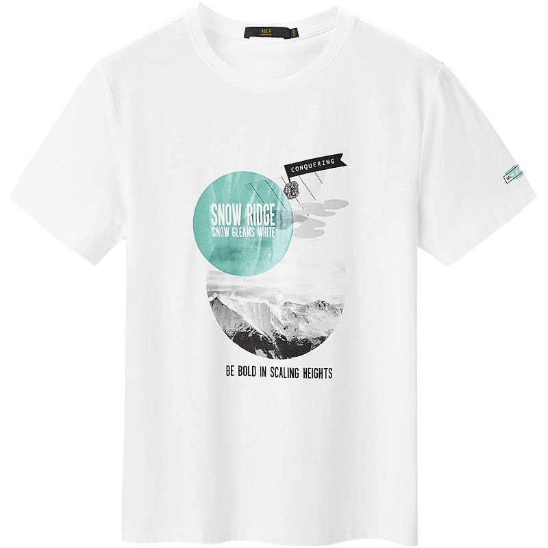 HLA海澜之家时尚图案短袖T恤2019夏季圆领短T男 HNTBJ2R186A