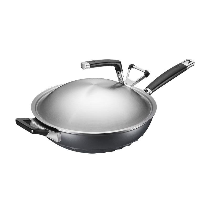 爱仕达（ASD) 锅具32cm钛熔射金刚旋风炒锅 不粘锅少油烟铝合金煤气灶适用炒菜锅 CL32Z2WG