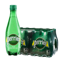 Perrier巴黎水原味含气天然矿泉水气泡水饮用水塑料瓶500ml*24