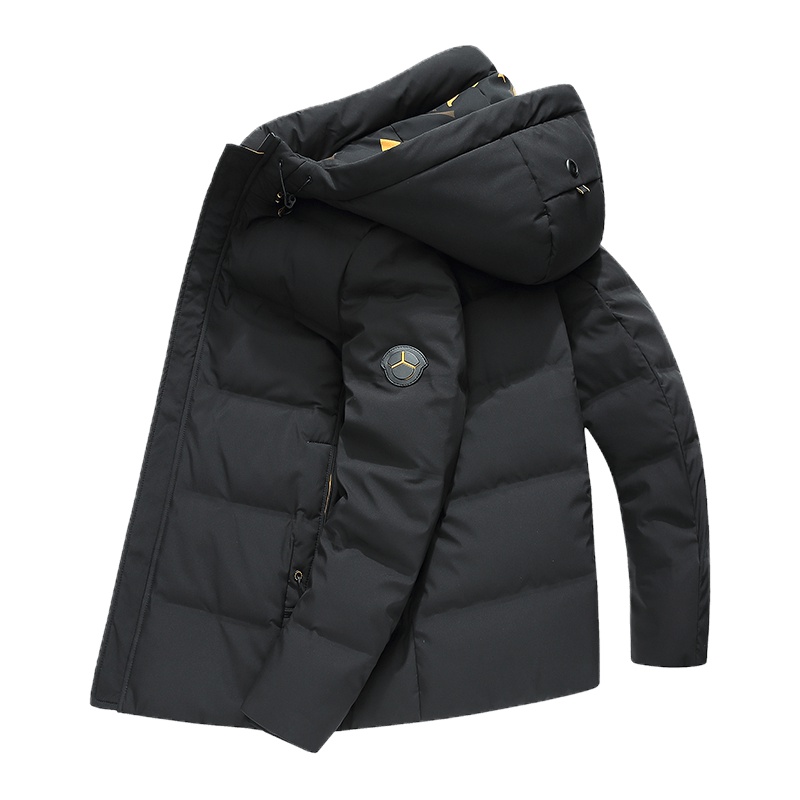 雪中飞短款羽绒服男2019秋冬新款休闲时尚工装风连帽防寒夹克外套