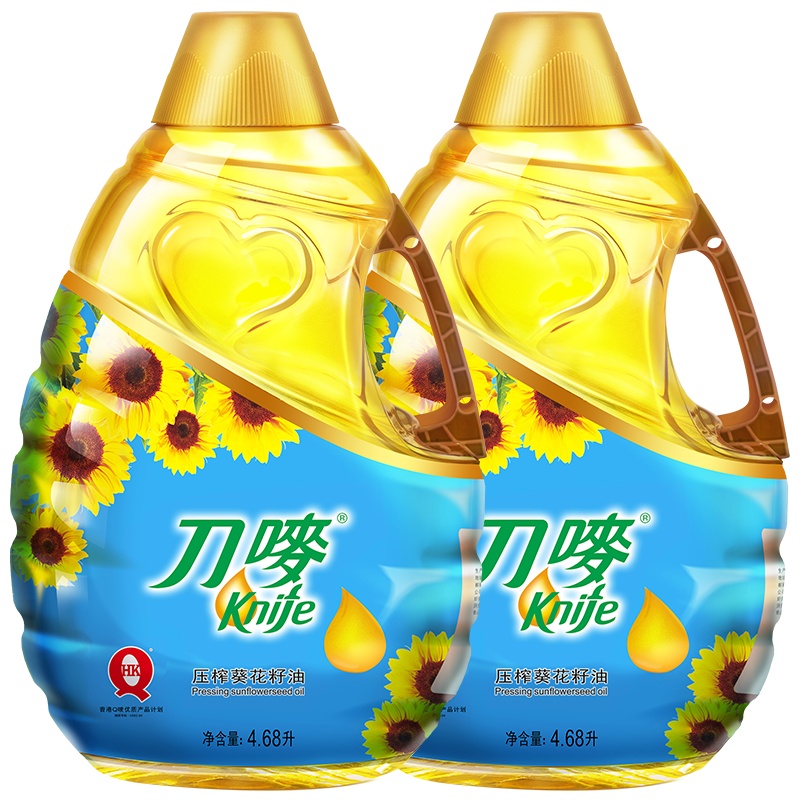 刀唛/knife葵花籽油4.68L*2 一级压榨食用油高亚油酸葵花油4680m
