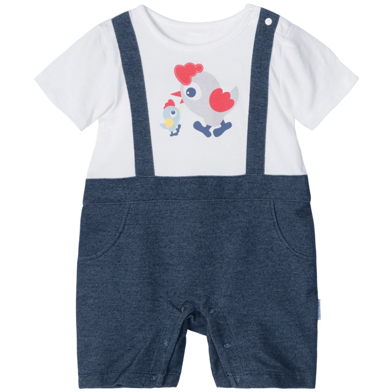 贝贝怡男女宝宝肩开连体衣春夏款儿童哈衣爬爬服192L212