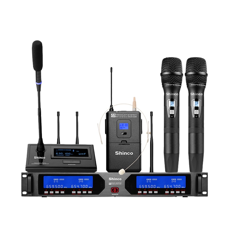 Shinco/新科 HY-004一拖四会议婚庆主持酒店宾馆舞台演出无线话筒培训专业U段鹅颈式领夹台式耳麦KTV麦克风