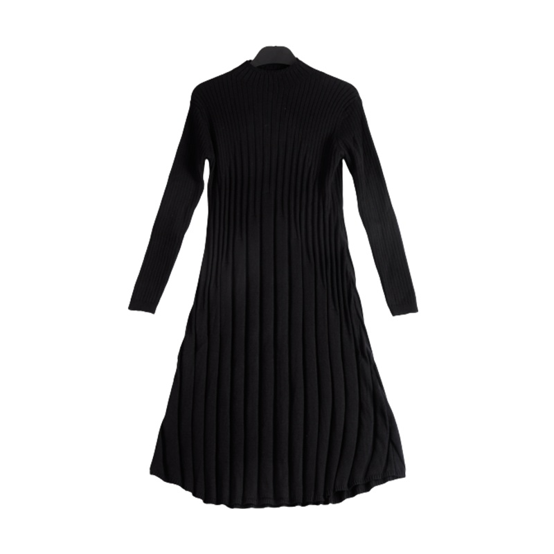 拉夏贝尔Laetia新款半高领针织连衣裙包芯纱毛衣裙女911611848