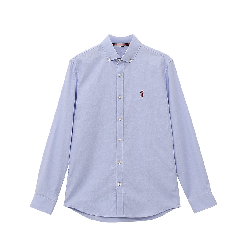 GOLF/高尔夫男装2019秋季新款衬衫纯色纯棉长袖衬衫男