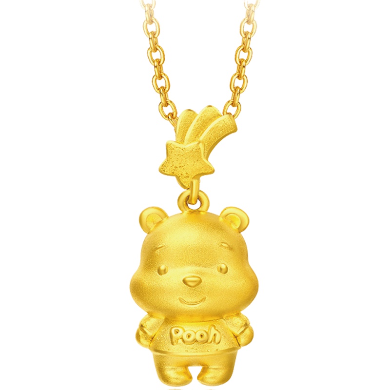 周大福迪士尼小熊维尼星星彩虹足金黄金吊坠R20370