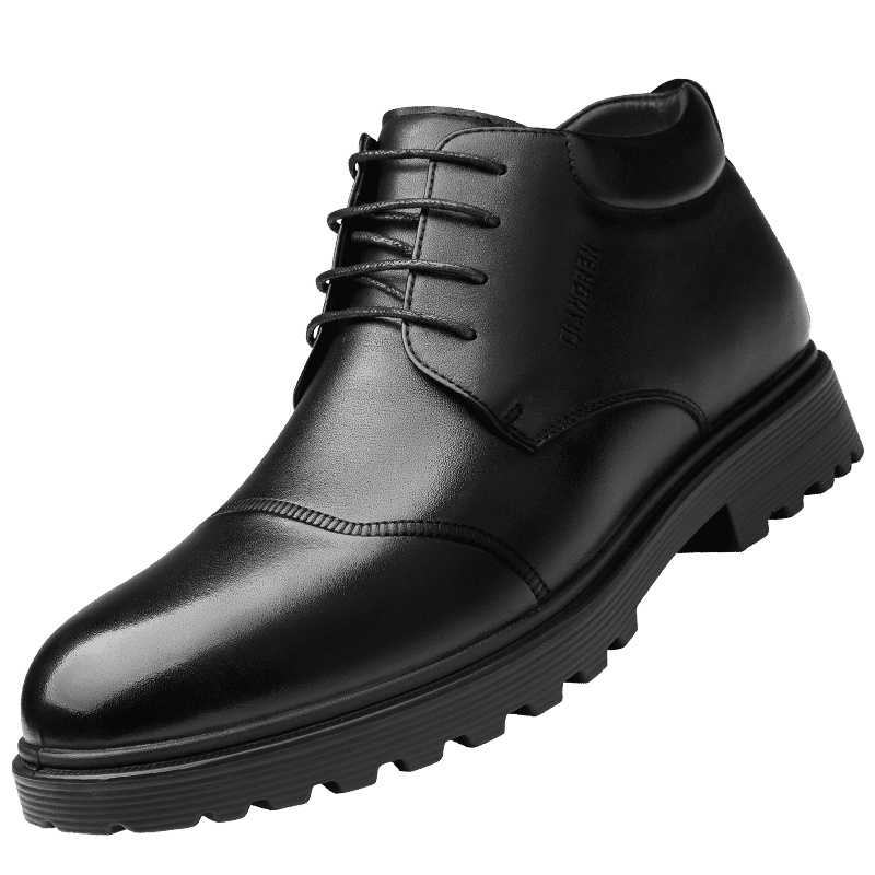 际华3515强人正装鞋男士休闲鞋头层牛皮透气耐磨男鞋系带款羊毛保暖棉皮鞋