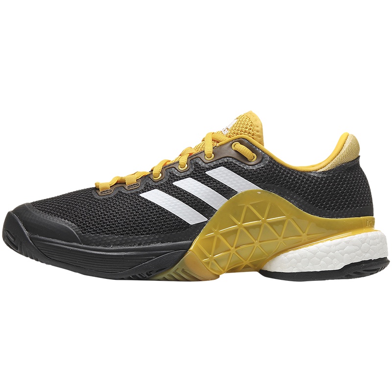 【自营】adidas阿迪达斯男子网球鞋BARRICADE比赛训练运动鞋CG3087 CG3087一号黑色+黄+亮白
