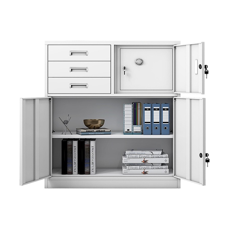 尔迈 文件柜铁皮柜办公柜钢制资料柜储物柜带锁钢制档案柜 偏三斗下节