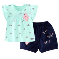 铅笔俱乐部童装2019夏装新款女童短袖套装女小童家居服儿童套装