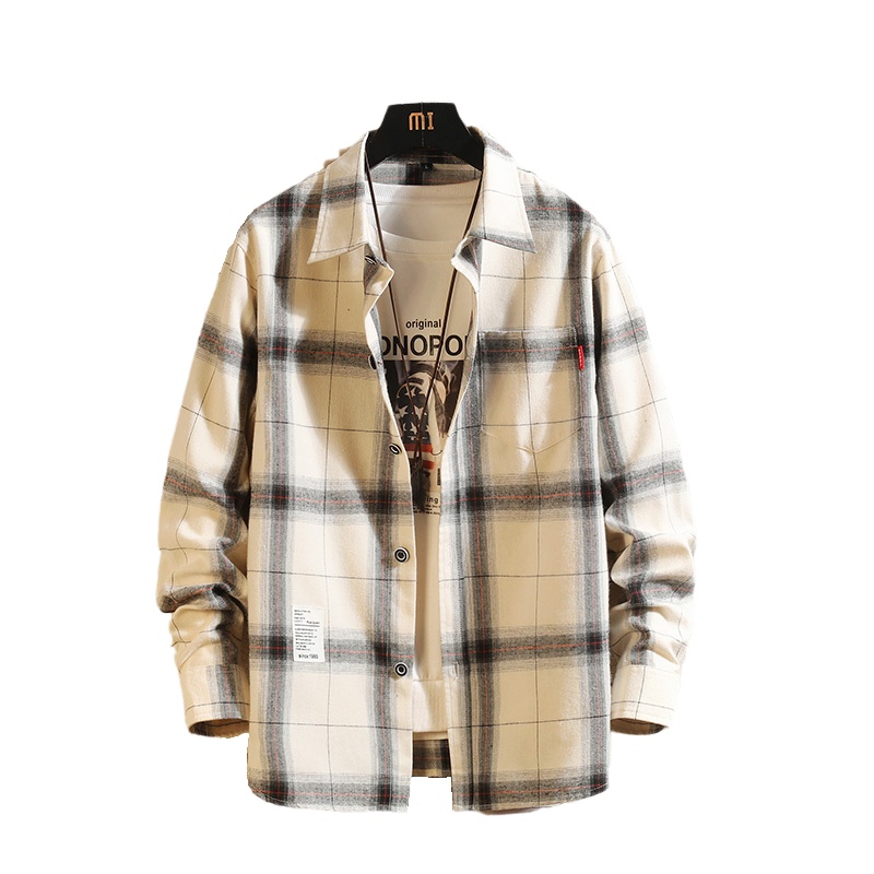 2020格子衬衫男春韩版休闲外套港风日系男士长袖衬衣上衣服寸衫