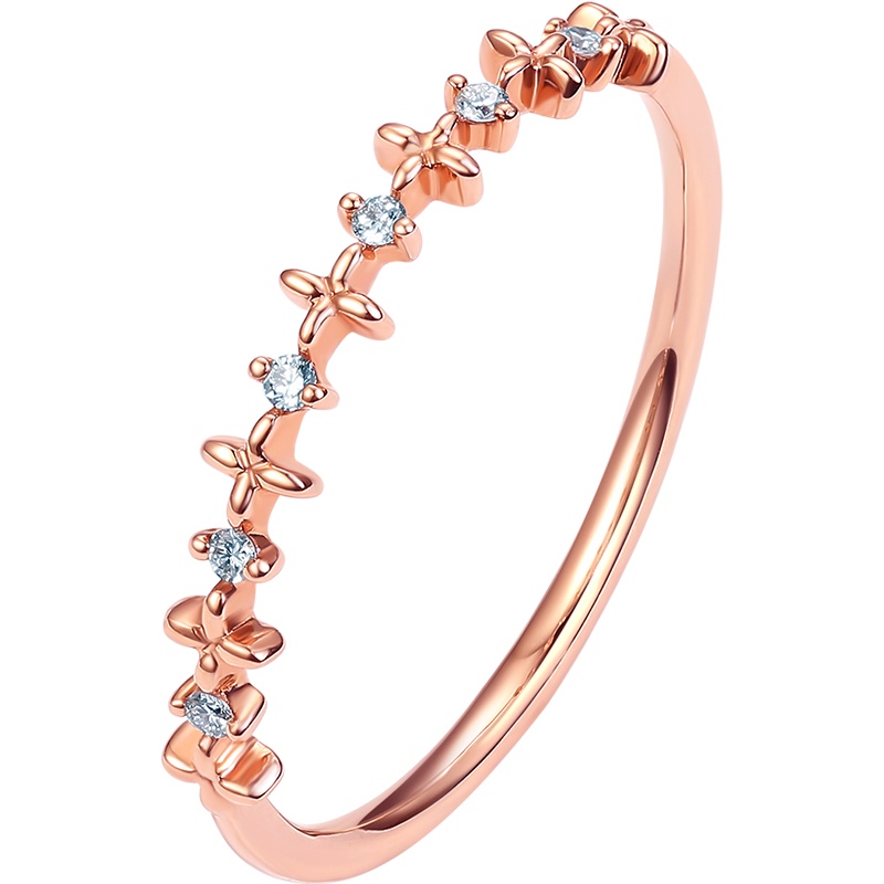 周大生 钻石戒指 女式红色18K金钻石 自戴送恋人礼物