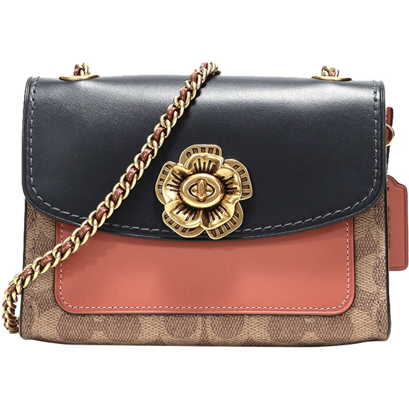 COACH 蔻驰 奢侈品 女士涂层帆布配皮经典标志单肩斜挎包 69587