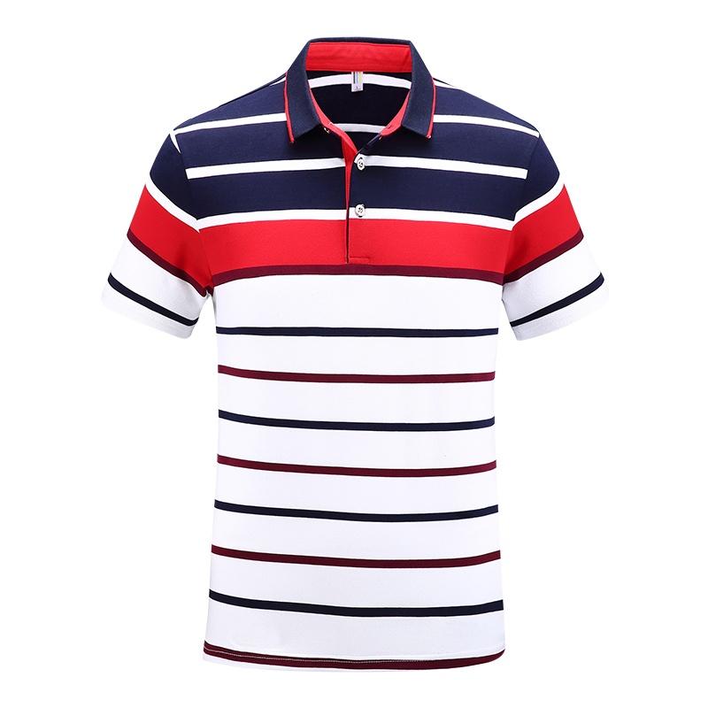 吉普战车2021年夏季新款商务休闲男士短袖Polo衫男装中青年棉质弹力大码时尚条纹翻领t恤男士体恤JIPUZHANCHE