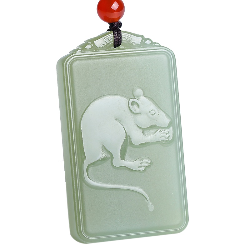 印象眸 和田玉十二生肖吊坠 浅青玉十二生肖动物玉石挂件玉牌 附送证书