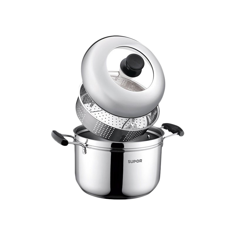 苏泊尔(SUPOR)SZ22S1 蒸滋味蒸煮多用锅蒸锅304不锈钢22cm 大容量电磁炉燃气灶通用