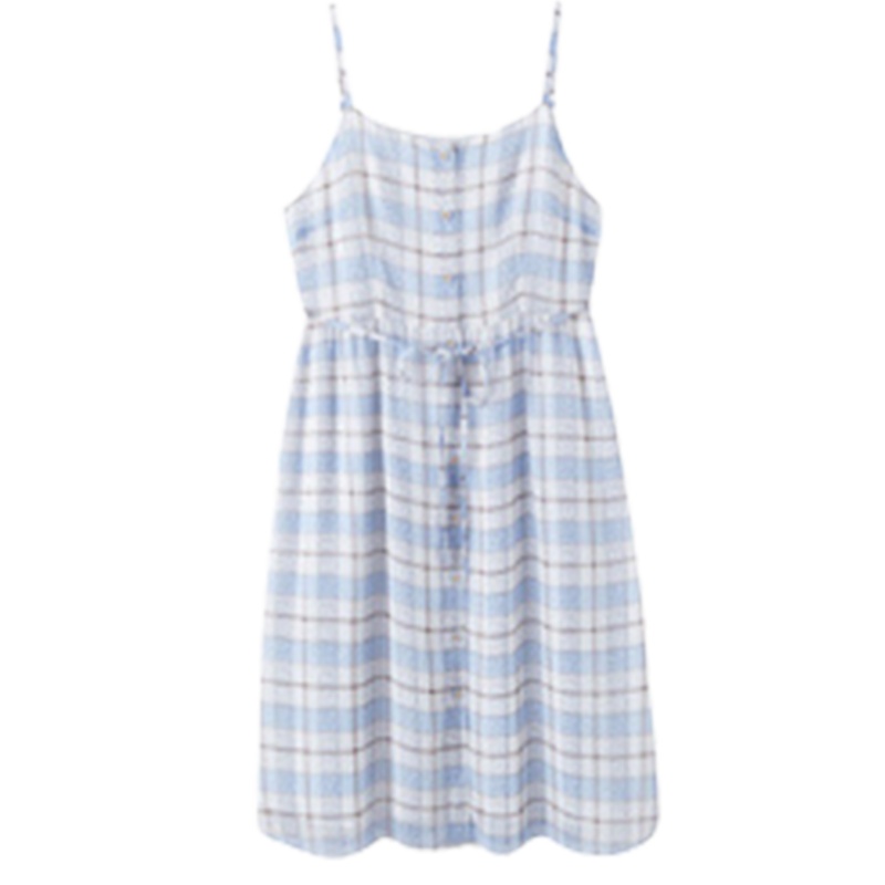 【专柜同款】Puella女装夏季吊带格子收腰短袖T恤连衣裙两件套20014425