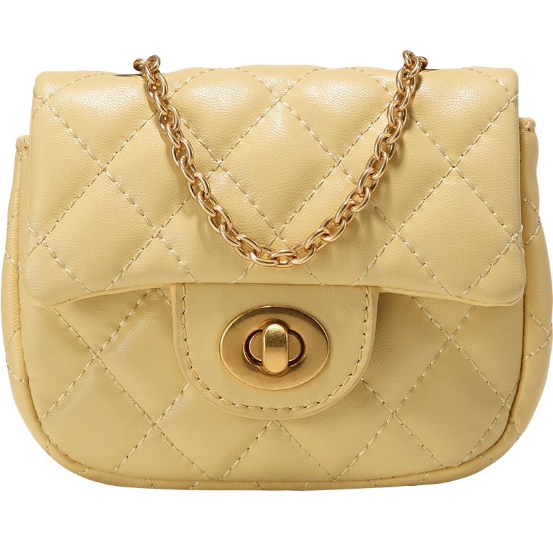 牛皮包包女2019新款法国小众高级感质感百搭菱格链条迷你斜挎小包