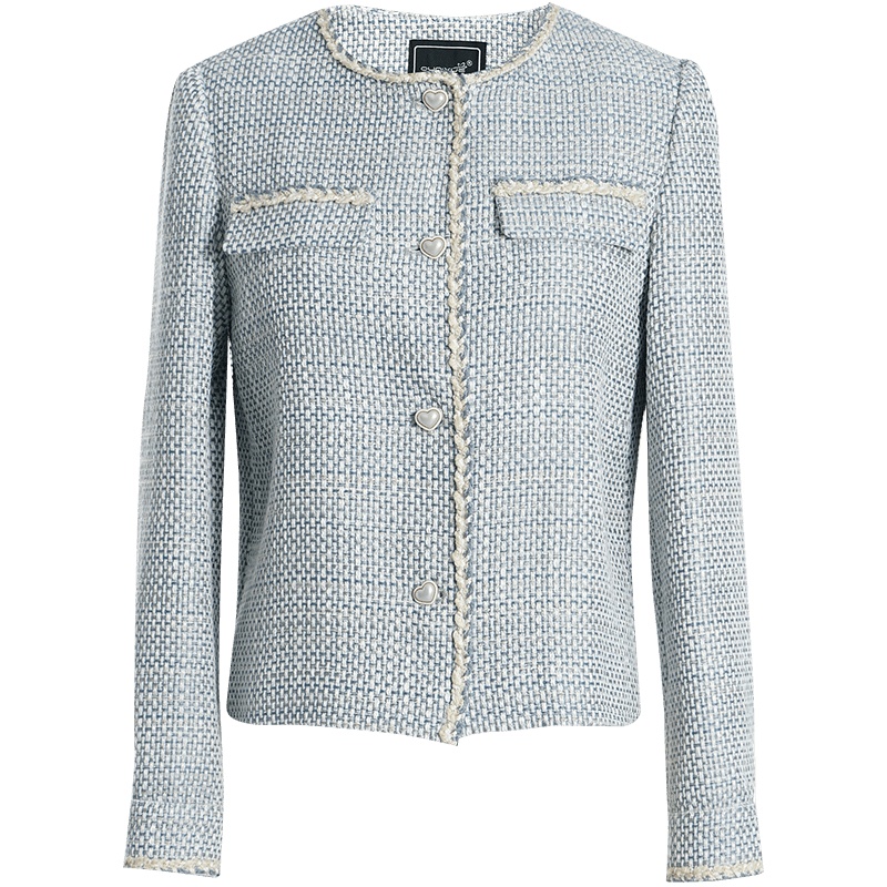 OUNIXUE欧昵雪 | [气质小香风上衣]通勤休闲圆领编织粗纺直筒短外套女式